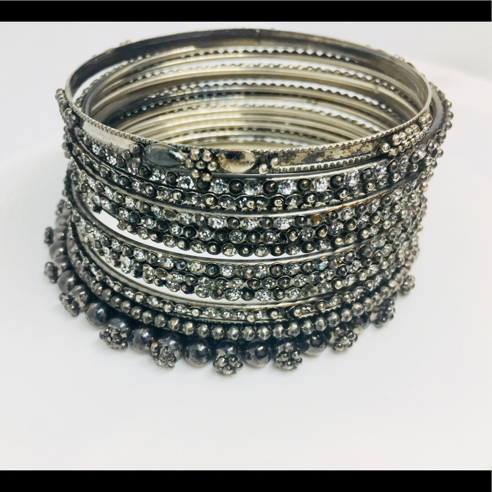 Boho Pewter Tone Stackable Bracelets - Picture 2 of 7
